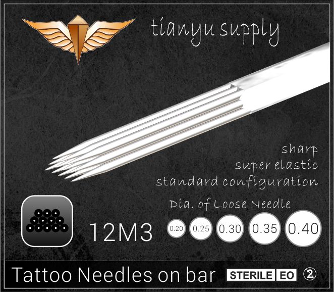 12-Triple Magnum Premade Sterilized Tattoo Needle on Bar