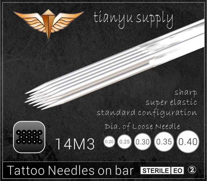 14-Triple Magnum Premade Sterilized Tattoo Needle on Bar